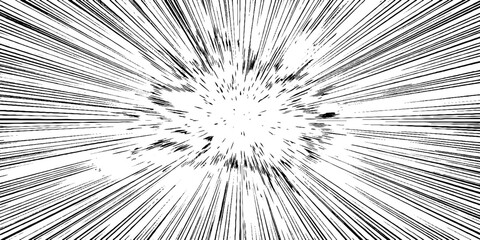 Obraz premium Dynamic manga burst effect with radiating lines for comic layout design