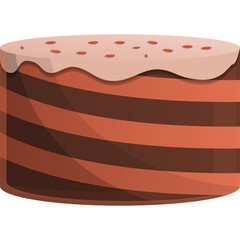 Cartoon Style Chocolate Cake With Pink Frosting And Sprinkles On Transparent Background