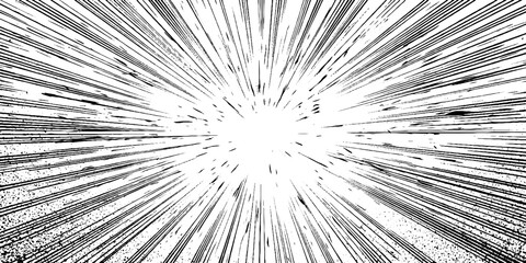 Dynamic manga style halftone energy burst with concentric lines for comic design