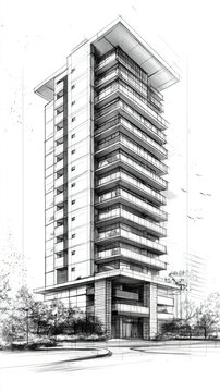 Boceto edificio a lapiz