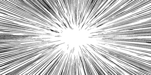 Obraz premium Dynamic burst of speed with ink motion rays in manga style for graphic design