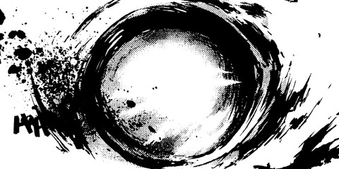 Swirling aura effect with circular halftone in manga ink style for dynamic design