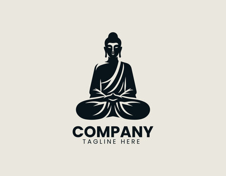 Serene Buddha figure silhouette vector logo illustration