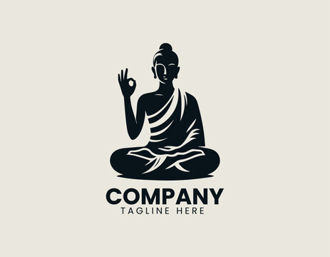 Serene Buddha figure silhouette vector logo illustration