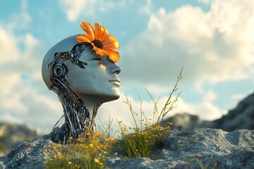 Harmony of Nature and Machine, A robot with flower