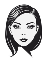 Front face Woman with shoulder length hairstyle in the style of 1960s