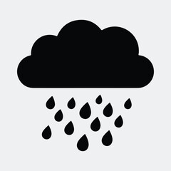 Silhouette of raining cloud icon black and white Vector illustration