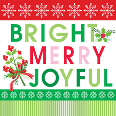 Christmas card with wreath flowers and lettering