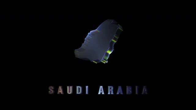 Rotating glass saudi arabia map on black background