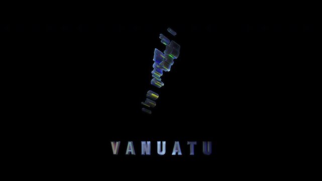 Vanuatu islands forming from abstract geometric shapes on black background