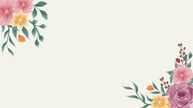 Watercolor floral frame animation background for invitation or announcement video
