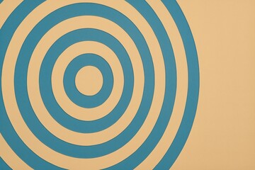 Circular Patterns with Blue Rings on a Beige Background in Abstract Design
