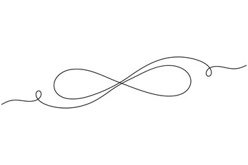 Obraz premium Infinity symbol continuous one line drawing on white background minimalist endless sign and icon outline vector illustration