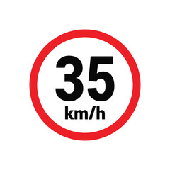 Speed limit sign 35 km h icon vector design illustration