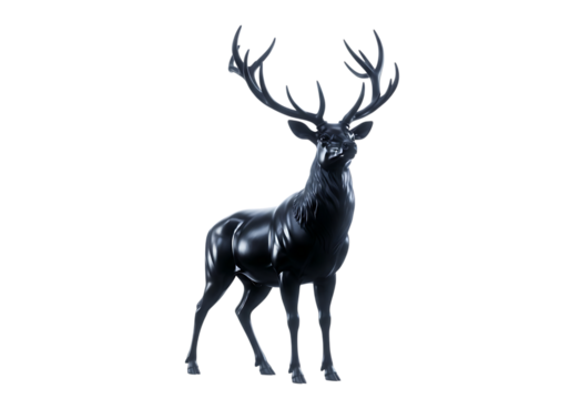 Majestic dark stag with impressive antlers standing proudly isolated on transparent background