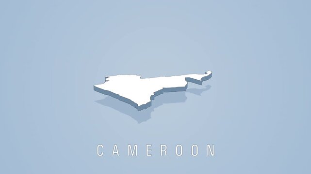 Rotating 3d map of cameroon on blue background