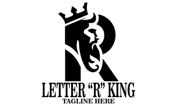 Letter R king vector illustration, letter R king logo art