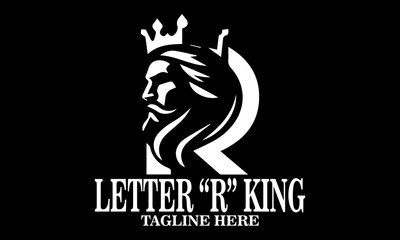 Letter R king vector illustration, letter R king logo art