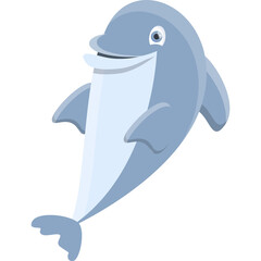 Obraz premium Cartoon Style Light Blue Dolphin Illustration Isolated on Transparent Background