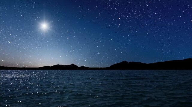 night Christmas panorama with a star in the sky