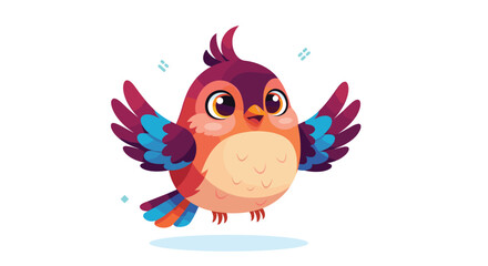 Cartoon Bird with Open Wings, Cute and Colorful Illustration.