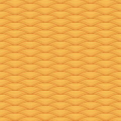 Fototapeta premium Orange seigaiha seamless pattern. Background with circles. Fish squama, dragon scale or waves. Geometric ornament