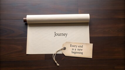 Scroll of parchment with the word Journey and a motivational tag