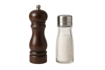Pepper mill and salt shaker on transparent background