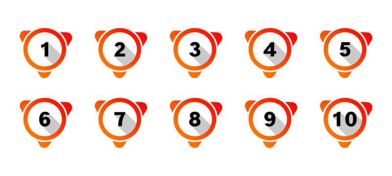 umbering sequence buttons one to ten flat vector illustration isolated on white.