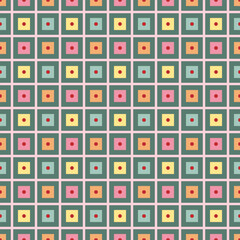 Checkerboard tartan style retro groovy background with pastel tones seamless pattern