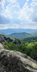 Mountain landscape with blue sky and clouds