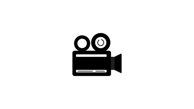 Vector illustration of a video recorder camera icon animation. 4k stock video.