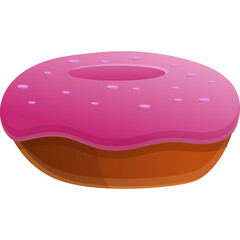 Cartoon Style Pink Frosted Donut With Sprinkles Isolated On Transparent Background Delicious Pastry Sweet Treat Ready For Use In Food Graphics And Designs