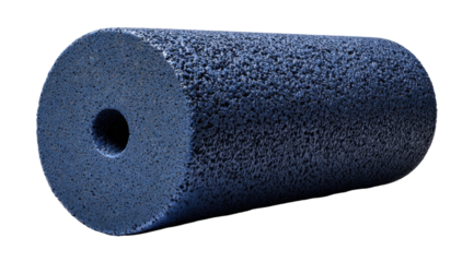 Cylindrical, dark-blue, textured object with central hole