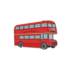 London double-decker bus on a white background