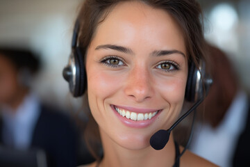 call center operator with headset on