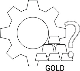 Gold bars stacked below a gear and question mark icon text GOLD is visible