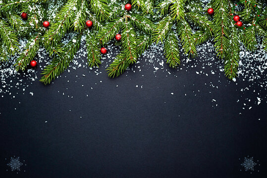 Christmas black background and decoration - 3d rendering