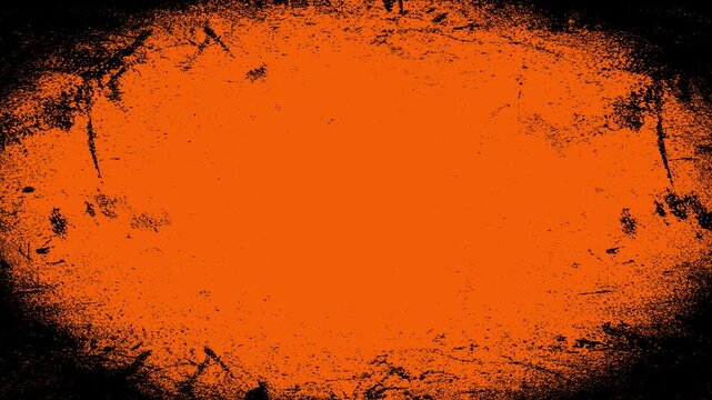 Fond anim&eacute; en boucle au style ovale grunge avec effet bichromie orange et noir	