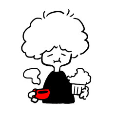 Tired lazy morning quick breakfast snack coffee doodle art