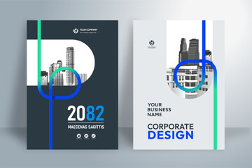 Business Report Cover Template – Blue Geometric Layout (A4)