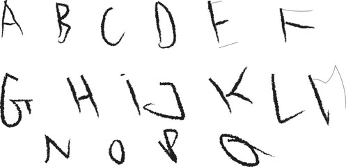 Messy Handwritten Uppercase Alphabet Letters from A to Q Vector Illustration for Children's Education