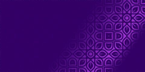 purple background with floral ornament, Vibrant, Purple Floral Geometric Pattern Background, Seamless Leaf Mandala Design Vector, Modern Islamic Art Wallpaper in Violet Hues