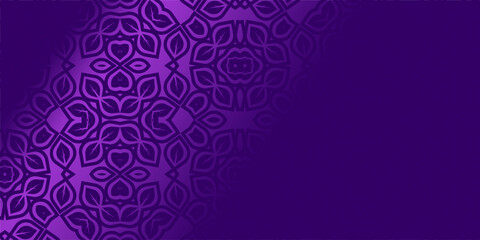 purple background with floral ornament, Vibrant, Purple Floral Geometric Pattern Background, Seamless Leaf Mandala Design Vector, Modern Islamic Art Wallpaper in Violet Hues