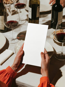 Elegant dining menu mockup png, transparent design
