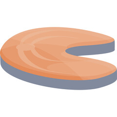 Cartoon Style Salmon Fillet Slice Isolated on White Background for Food Preparation and Culinary Themes