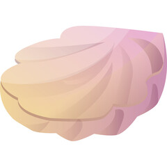 Cartoon Style Seashell Icon in Pastel Pink and Yellow Gradient with Soft Lighting on Transparent Background