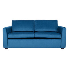 Stylish blue velvet sofa with soft textured upholstery and sleek modern design. Comfortable three-seater couch ideal for living rooms and contemporary interiors