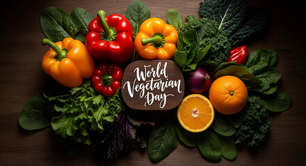 Colorful Vegan Food Arrangement for World Vegan Day