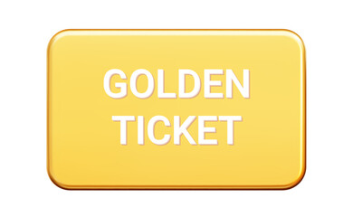 3d golden ticket shape. Gold discoount, voucher, coupon. Stock vector illustration on isolated background.